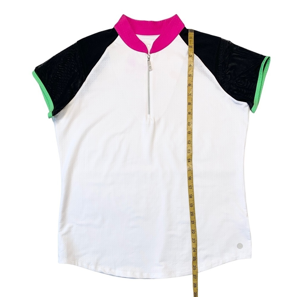 Bette & Court 1/2 Zip Mesh Sleeve Golf Polo Size L‎